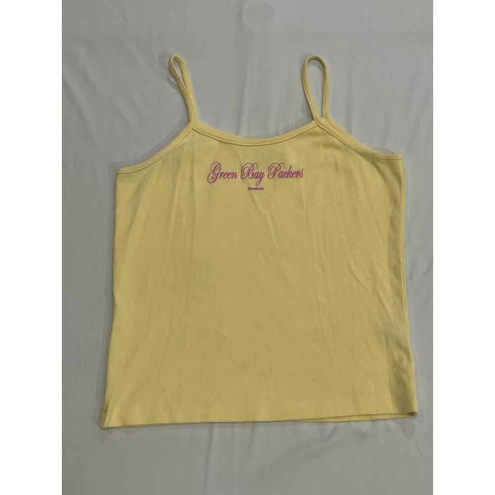 Green Bay Packers Women's Tank Top Reebok 2XL Yellow/Pink Script P1